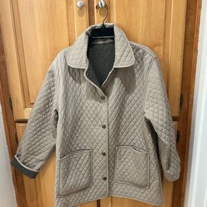 Pacific Trail Women's Tan/Olive Green Quilted Reversible Teddy Jacket